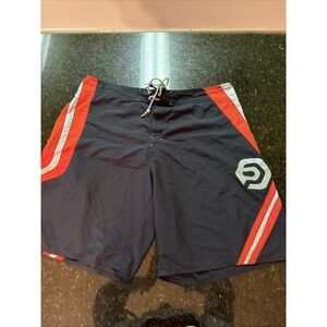 Vintage OP Ocean Pacific Board Shorts Sz 38 Black Red Skater Surfer Swim